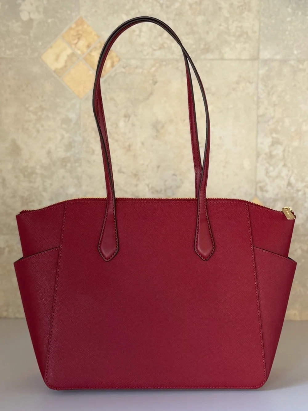Michael Kors Marilyn MD Tote Shoulder Bag Cherry